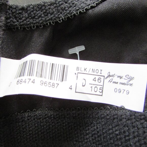 JUST MY SIZE Soft Cup Bra - Black - 46D - NEW - Picture 4 of 10